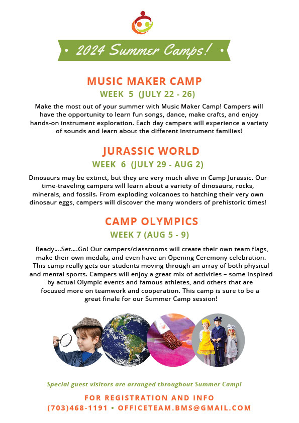 Bristow Montessori School Summer Camp Information 2024